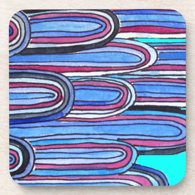 Dessous-de-verre Ocean Waves aqua blue pattern (Devant)