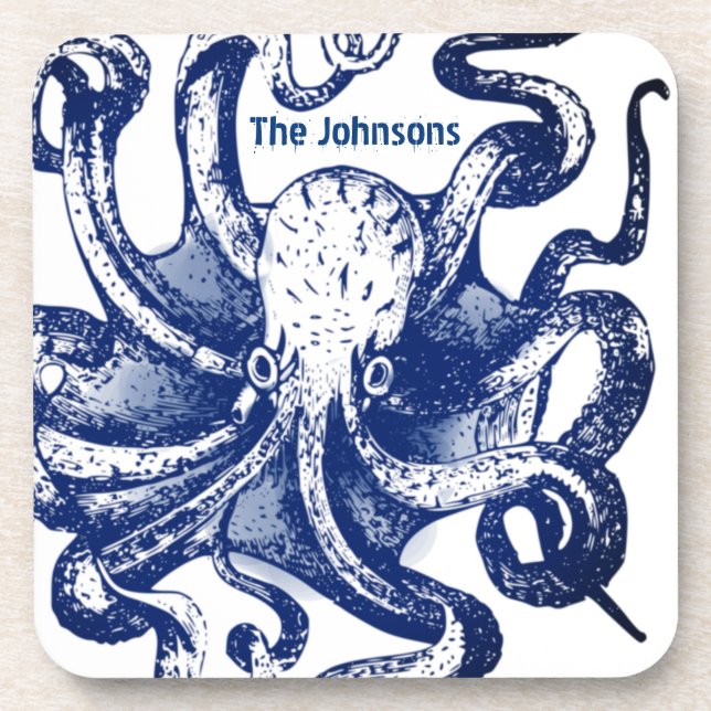 Dessous-de-verre Octopus bleu (Devant)