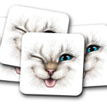 Dessous de verre oculaire bleu Cat Wink | Ensemble<br><div class="desc">Dessous de verre oculaire bleu Cat Wink | Ensemble de Dessous de verre de chat - Apportez une certaine personnalité à une fête ou à votre bar avec notre Collection de Dessous de verre animaux. #chats,  #catcoasters,  #animalcoasters</div>