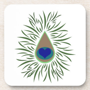 Dessous-de-verre Oeil de paon en forme de coeur