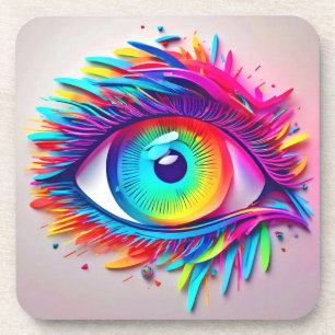 Dessous-de-verre OEuvre Abstraite de Neon Eye Vibrant
