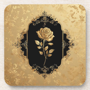 Dessous-de-verre Œuvre d'art Rose Dorée avec Élément Décoratif Orné