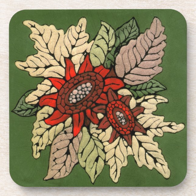Dessous-de-verre Oeuvre d'Enamel Fleurs d'automne (Devant)