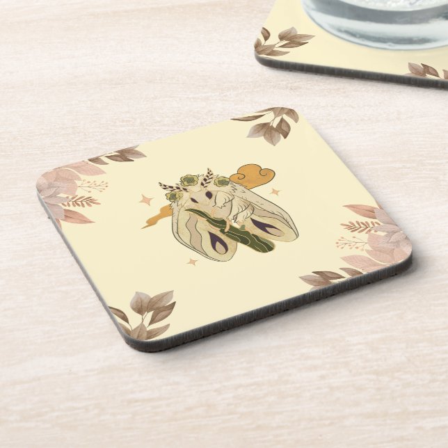 Dessous-de-verre Oeuvre Graphique Mystique, Fae Moth Beige (Côté gauche)