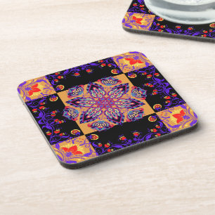 Dessous-de-verre Oeuvre graphique violette et noire, Violet Nature