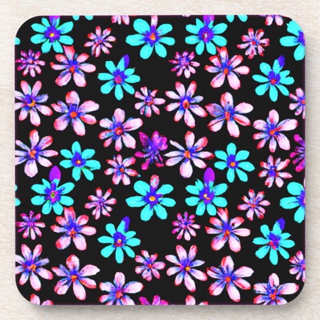 Dessous-de-verre Oeuvre Motif De Fleurs De Neon. Commandez dès main (Devant)