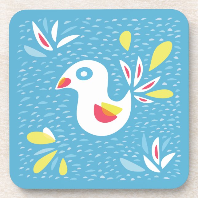 Dessous-de-verre Oiseau abstrait mignon au printemps (Devant)