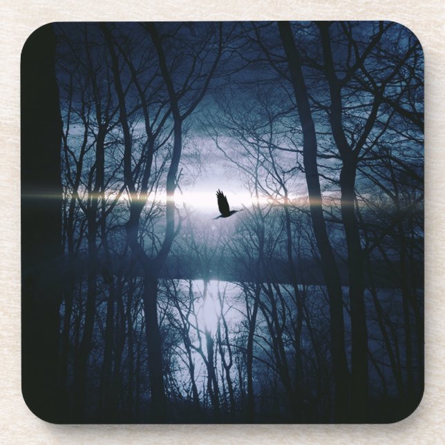 Dessous-de-verre Oiseau au clair de lune (Devant)