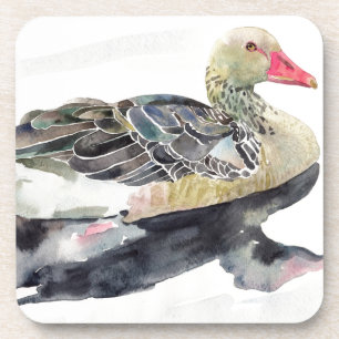 Dessous-de-verre Oiseau d'aquarelle d'aspiration de main, canard