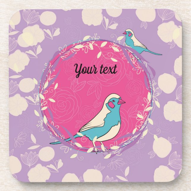 Dessous-de-verre oiseau, fleurs,vert,naturel, animal,  (Devant)