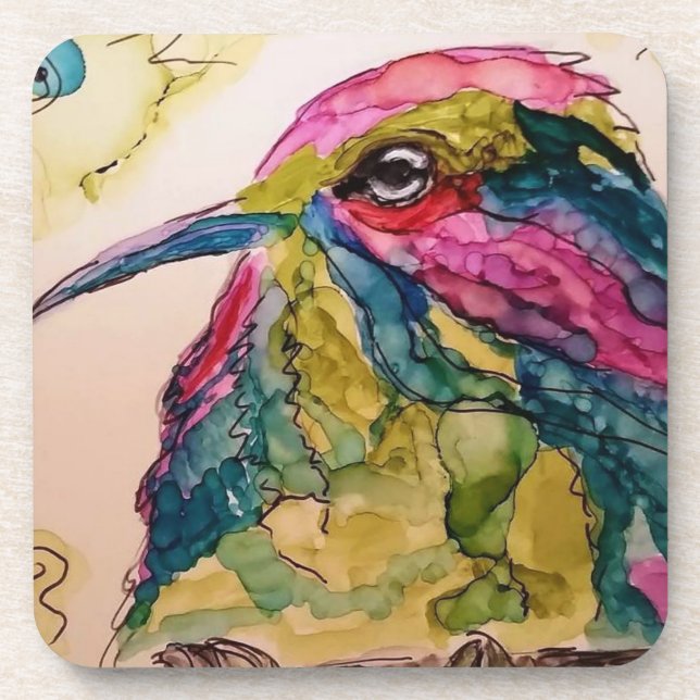 Dessous-de-verre Oiseau songeur coloré (Devant)