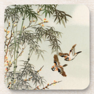 Dessous-de-verre Oiseaux Bambou Asiatique Japonais Vintage