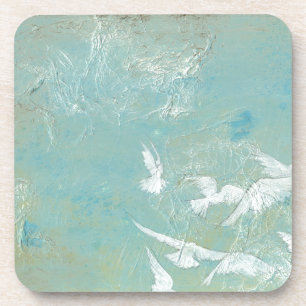 Dessous-de-verre Oiseaux blancs volant par le ciel bleu