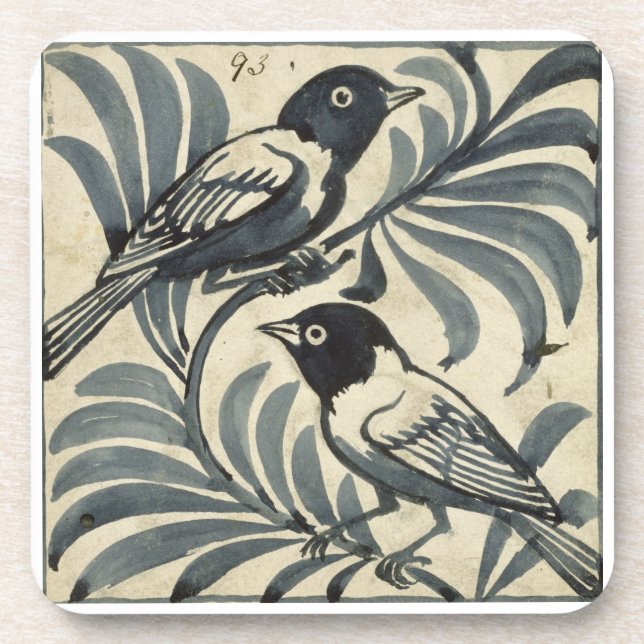 Dessous-de-verre Oiseaux bleus (la semaine sur le papier) (Devant)