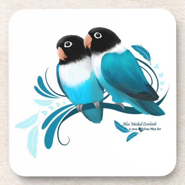 Dessous-de-verre Oiseaux bleus masqués (Devant)