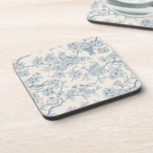 Dessous-de-verre Oiseaux et fleurs de cerisier en bleu et blanc cas