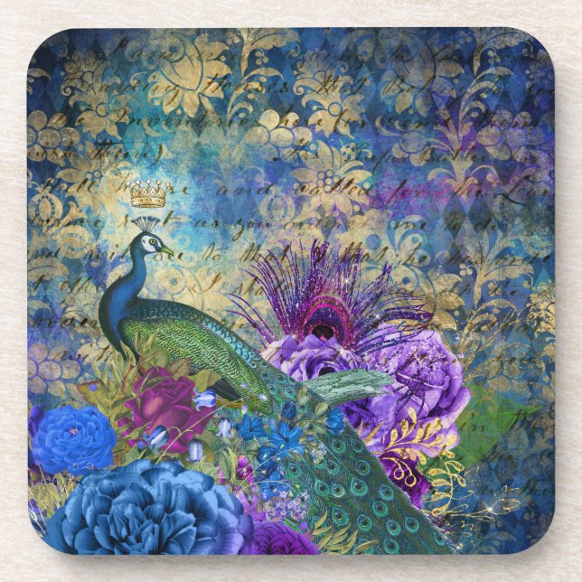 Dessous-de-verre Oiseaux Paon Tendance (Devant)