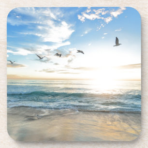 Dessous-de-verre oiseaux sur la plage