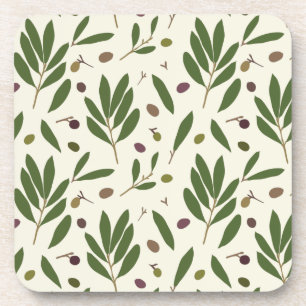 Dessous-de-verre Olives minimalistes et branches - motif sans soudu