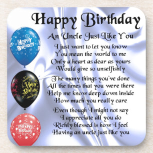 Dessous-de-verre Oncle Poem - joyeux anniversaire