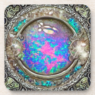Dessous-de-verre Opale Gemme Peinte Ronde Abstraite