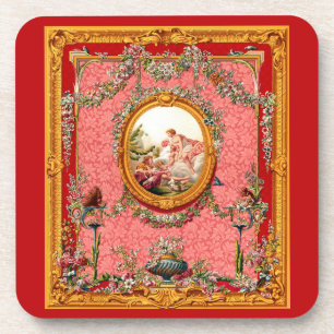 Dessous-de-verre opulent baroque du XVIIIe siècle famille heureuse