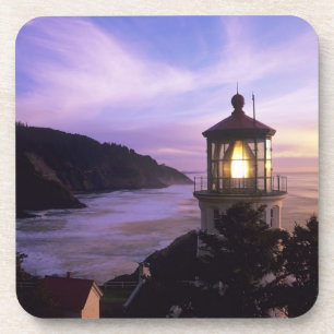 Dessous-de-verre OR, côte de l'Oregon, phare de Heceta Head, sur