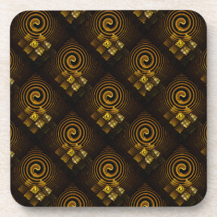 Dessous-de-verre Or Moderne Bohème Élégant Motif d'Art Abstrait #50