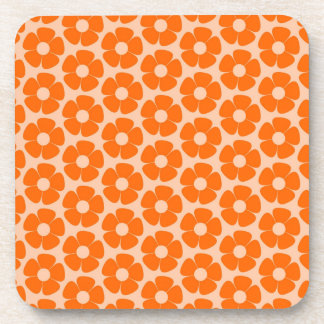 Dessous-de-verre Orange et Pêche Retro 60s motif floral