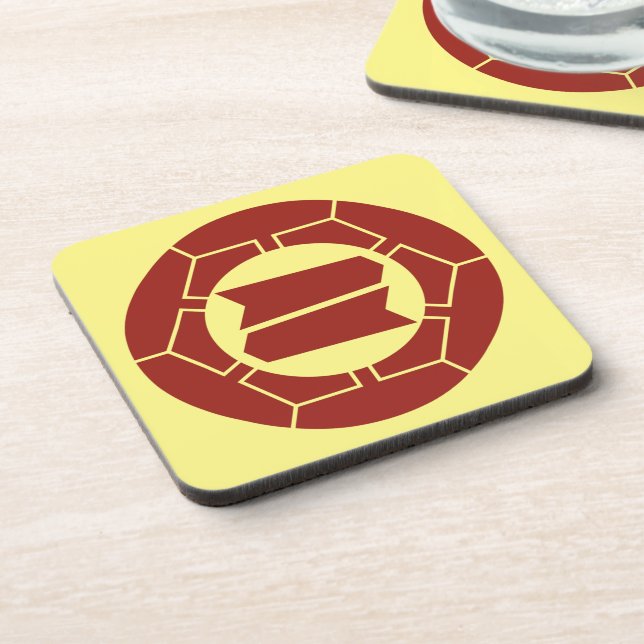 Dessous-de-verre Oriental Rouge Jaune Japon Hattori Kamon Art (Côté gauche)