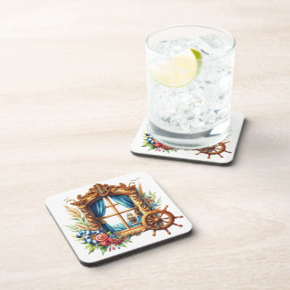 DESSOUS-DE-VERRE ORNATE NAUTICAL THEMED WINDOW TO THE SEA