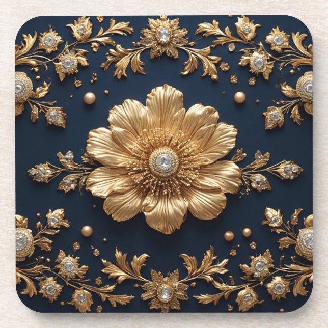 Dessous-de-verre Ornement floral doré (Devant)
