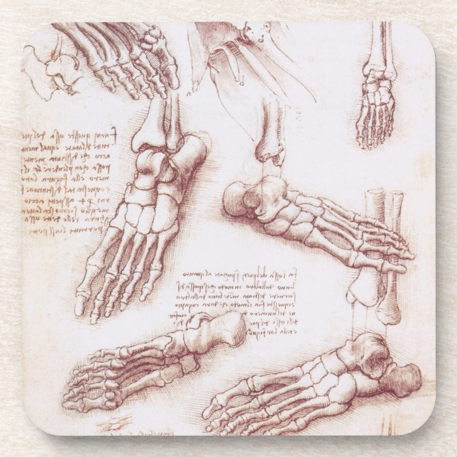 Dessous-de-verre Os de pied de l'anatomie humaine par Leonardo da V (Devant)