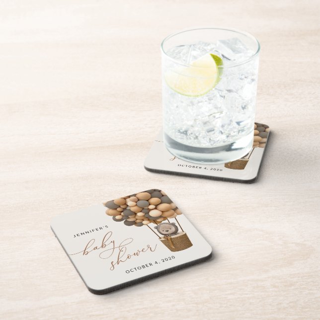 Dessous-de-verre Ours, Ballons Brown, Ballons à air chaud, Baby sho (Côté Droit)