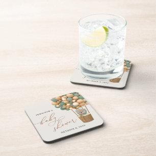 Dessous-de-verre Ours, Ballons verts, Ballons à air chaud, Baby sho