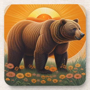 Dessous-de-verre Ours brun majestueux debout dans un champ
