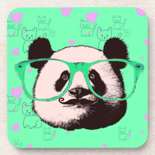 Dessous-de-verre Ours de Panda en Steampunk dans les lunettes avec 