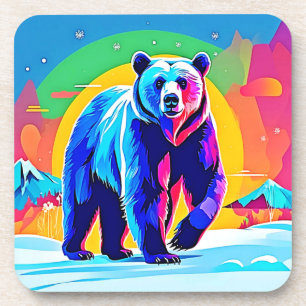 Dessous-de-verre Ours des neiges coloré Art