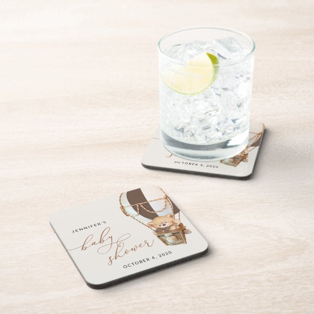 Dessous-de-verre Ours en peluche, Ballon Brown à air chaud, Baby sh (Côté Droit)