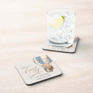 Dessous-de-verre Ours en peluche, Bleu à air chaud, premier anniver