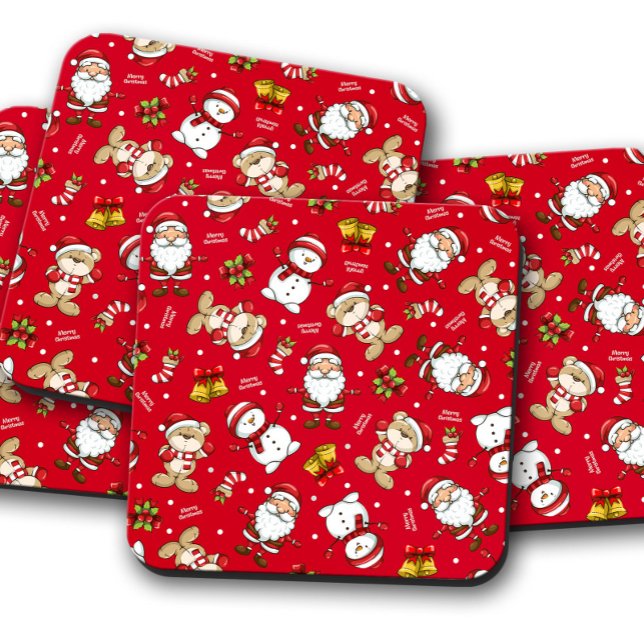 Dessous-de-verre Ours en peluche de Noël | Ensemble de Dessous de v (Créateur téléchargé)