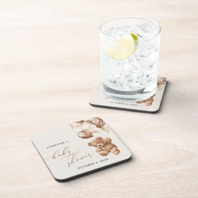 Dessous-de-verre ours en peluche, ours bébé, ballons Brown, Baby sh (Côté Droit)