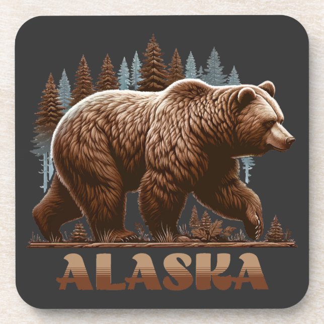 Dessous-de-verre Ours grizzli de l'Alaska (Devant)