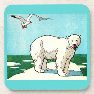Dessous-de-verre ours polaire et mouettes
