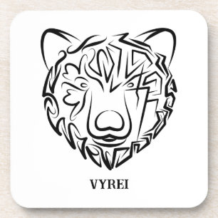 Dessous-de-verre Ours tribal noir et blanc