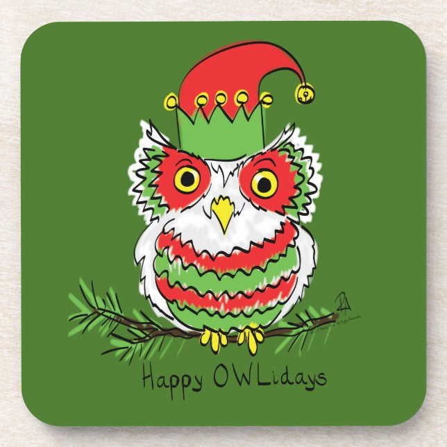 Dessous-de-verre Owl Funny Christmas Cute Kids (Devant)