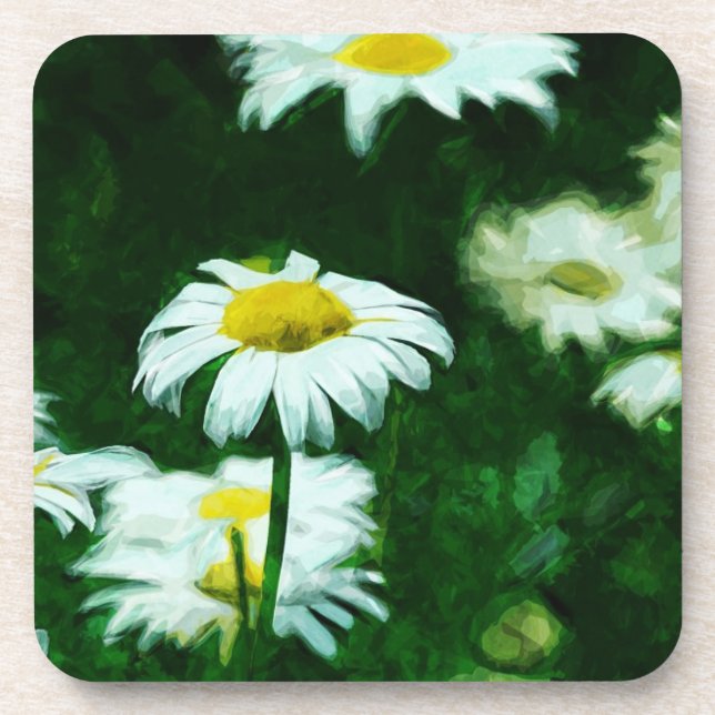 Dessous-de-verre Oxeye White Daisies Impressionnisme Abstrait (Devant)
