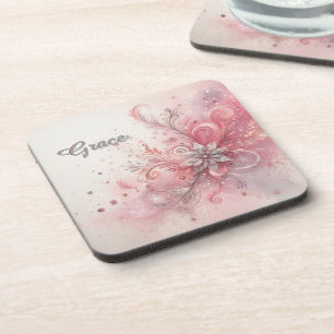 Dessous-de-verre Pailleté rose personnalisé
