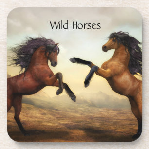 Dessous-de-verre paire de chevaux sauvages 