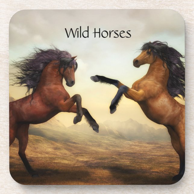 Dessous-de-verre paire de chevaux sauvages  (Devant)